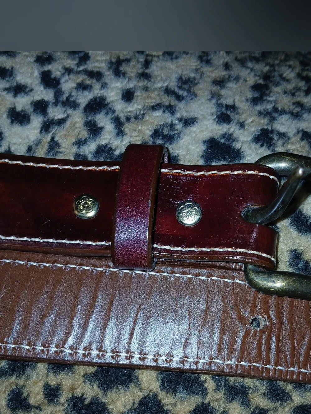 Handcrafted NWOTs Mohgany Belt Chicago Screws Sturdy Brass Buckle No Markings